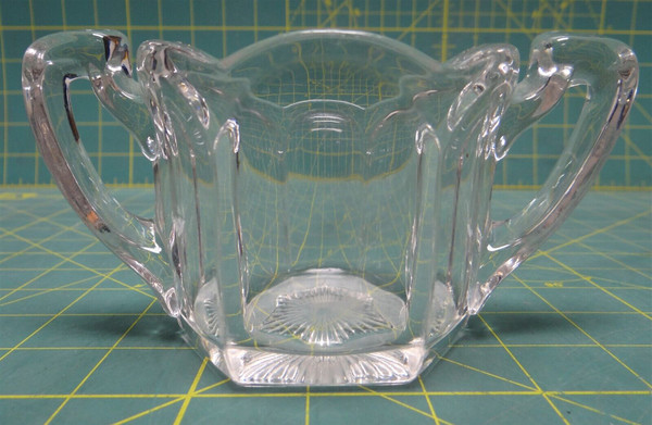 Vintage Clear Glass Spooner, Silverware Bowl, 3" H 3.75" D, Star Bottom