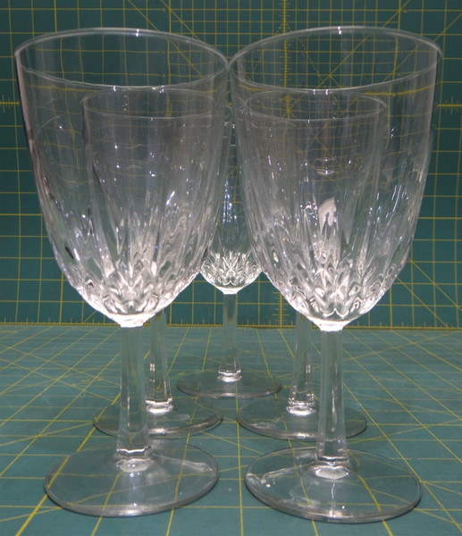 (5) Vintage Cristal d'Arques-Durand Diamant Lead Crystal Water Goblet Glass 6.75