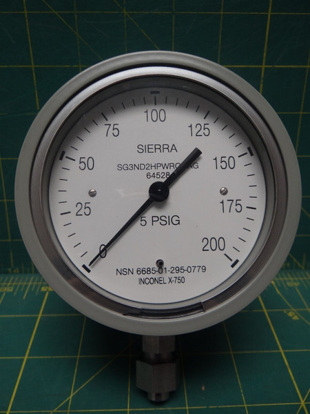 Dial Indicating Pressure Gage 0-200 PSI G NSN 6685-01-295-0779 PN SG3ND2HPWRONAG
