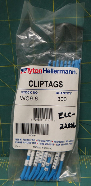 Hellermann Tyton Clip-Tags Wire Marker Number "6" Lot of 300 16ga to 10ga