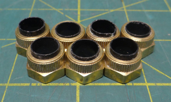 (Qty: 7) 61P-6 Parker 3/8" Tube OD Brass Compression Nut and Acetal Sleeve 