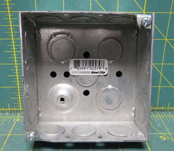 Steel City Galvanized Steel 4" Square Metallic Outlet Box with Ground Bump