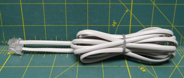 7' ft Modern Phone Fax Cord RJ11 Connectors, White