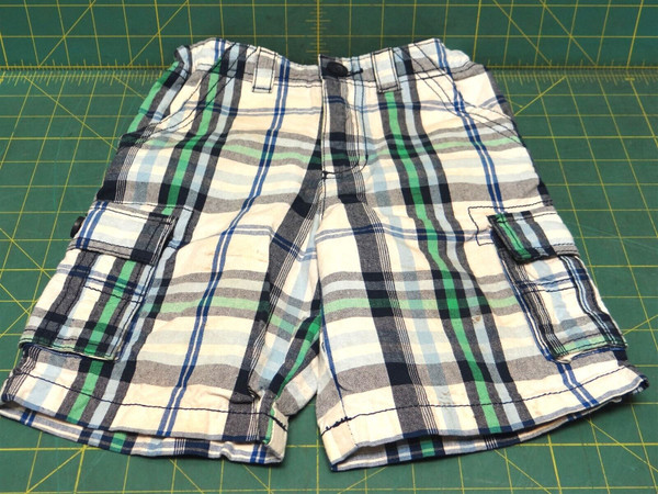 Healthtex Plaid Boys' Shorts Toddlers Size 4T, 100% Cotton, Blue and Green