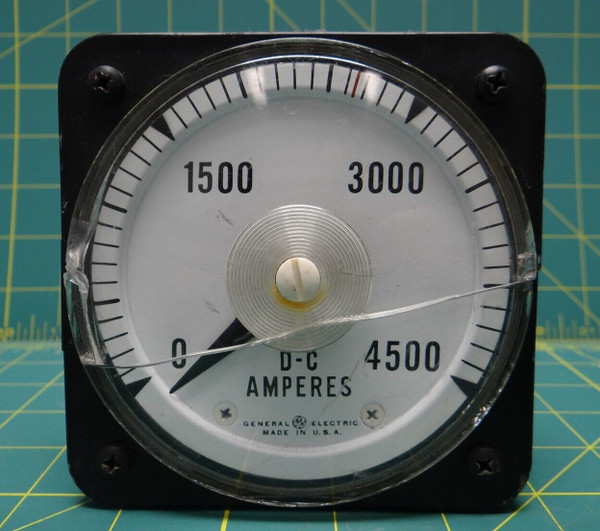 General Electric 0-4500 D-C Amperes Meter, MR49W4R5DCKAH, MIL-M-16034
