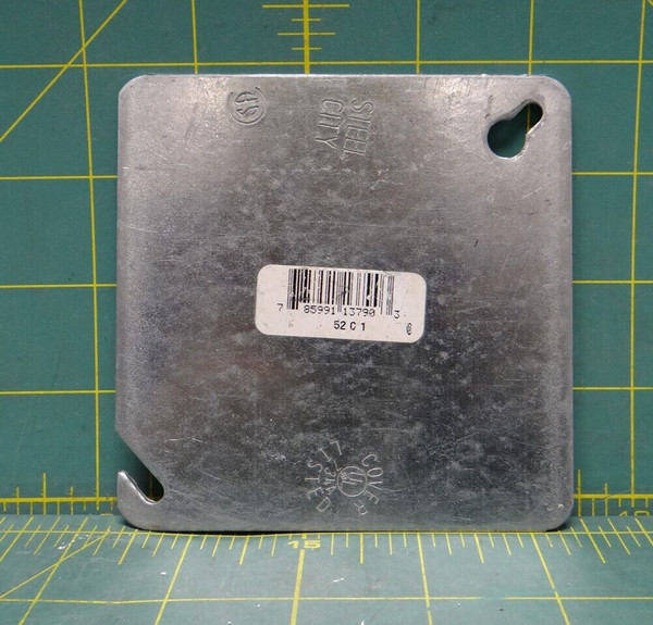 ABB Steel City SM-045222 4" Square Cover, Flat Galvanized Steel