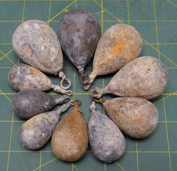 Qty 10 Solid Lead Pear Bass Casting Sinker Decoy Weight Salt & Freshwater 4-14oz