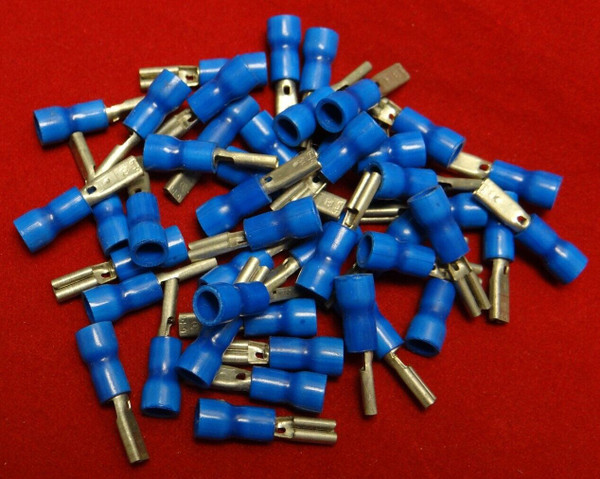 Lot of 46 Pieces Blue Female Spade Terminals 16-14 Wire, Partially Insulated