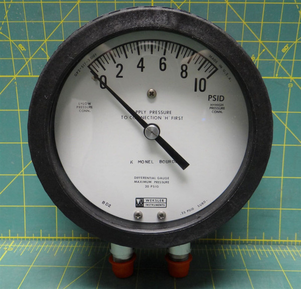 Weksler 4-1/2" Differential Pressure Gauge 0-10 PSID Bottom 1/4" NPT GP25173DIFF