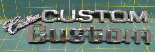 Lot of 3 "Custom" Vehicle Emblems Large And Small