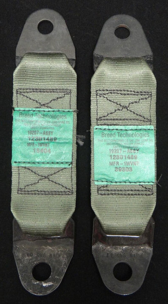 (2) Breed Technologies 8-1/4" Green Safety Door Straps 12301489 2540-01-245-2445