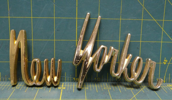 Chrysler New Yorker Gold Script Emblem 2255082 and 2255083