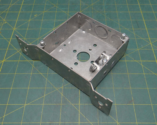 Raco 4" Square Box, 1-1/2" Depth, Three 1/2" KOs and One TKO, UBS, FS Bracket