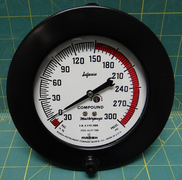 4.5" Safecase Marsh Compound Mastergauge 30-0-300 Lower Back Connection