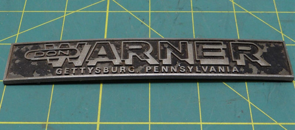 "DON WARNER" Gettysburg, Pennsylvania Vintage Car Dealer Emblem 6" X 1"