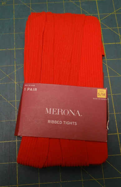 Merona Ribbed Tights 1 Pair Size S/M 025 00 33 05 95% Nylon 5% Spandex Orange 