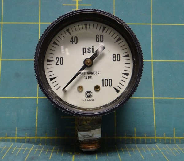 Ametek USG Model P-500 0-100 PSI Pressure Gauge Back Flange Bottom 1/4" NPT