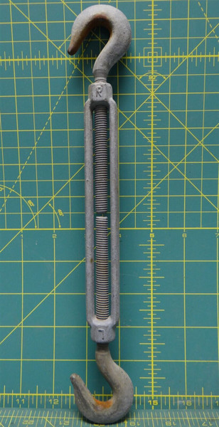 Galvanized Steel Hook Turnbuckle 11-1/2" Retracted Length 9/16" Hook Opening