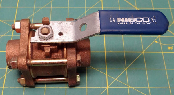 Nibco S-595/590-Y Bronze Ball Valve - Full Port, Solder End Connections 1-1/8"
