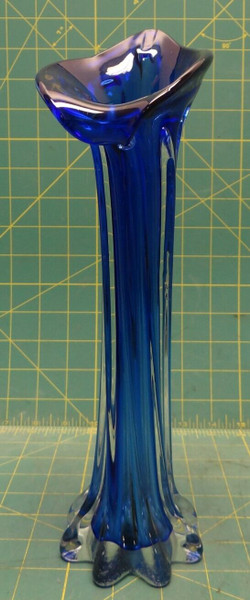 11.5" Tall Cobalt Blue Glass Vase Jack In The Pulpit Style Vase