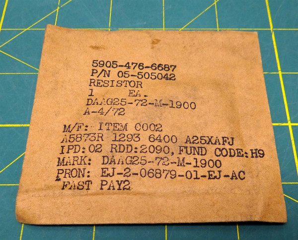 Lucas Aerospace Fixed Film Resistor P/N 05-505042 NSN: 5905-00-476-6687