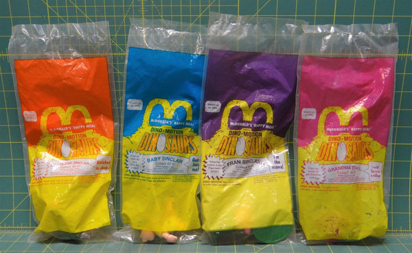 (4) Vintage 1992 McDonald's Happy Meal Toys Dino-Motion ABC's Dinosaurs