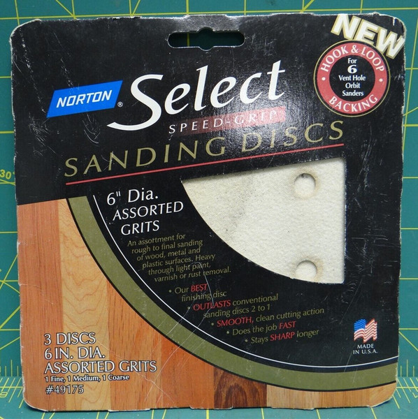 Norton Select Speed-Grip Sanding Discs 6" Diameter Assorted Grits 49175, 2 Discs