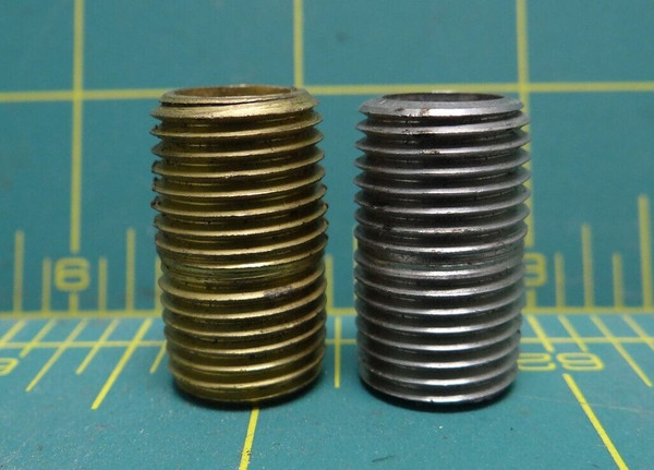 Lot of 2  1/4" NPT Pipe Nipples, 7/8" Long