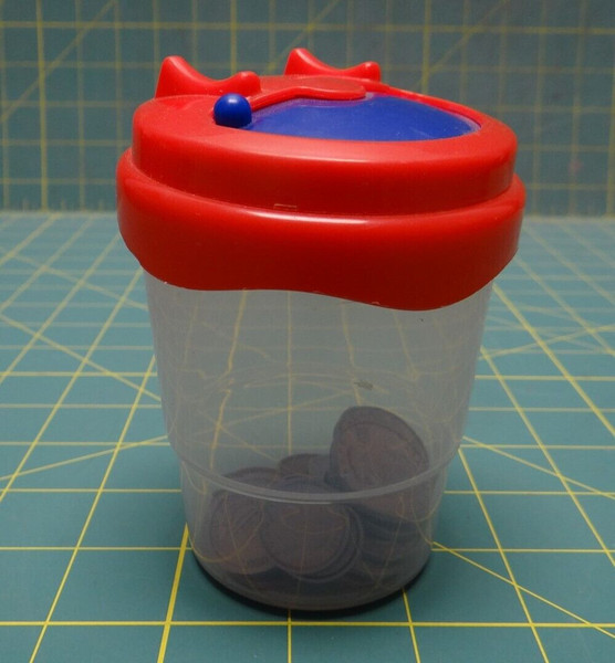 Fake Plastic Quarter Play Coins Pretend Money Kids Toy w/ Money Saving Jar