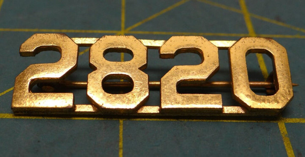 Vintage Collectible Pin Numbers "2820" Gold Tone Design 1-3/4" x 1/2"