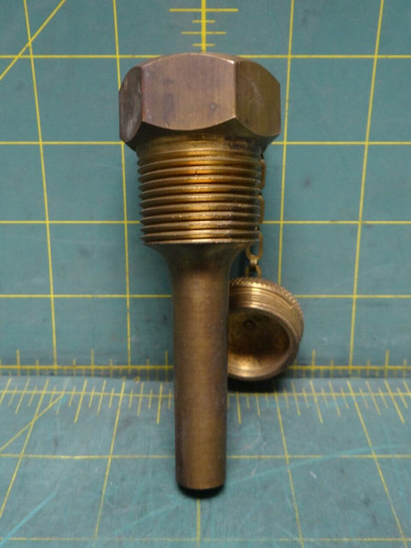 Threaded Thermowell, Class C, Brass, 1" NPT, 2-1/2" Insertion Length with Cap
