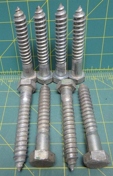 (8) Hex Head Screws for Wood Zinc-Plated Steel, 5/8" Size, 4" Long