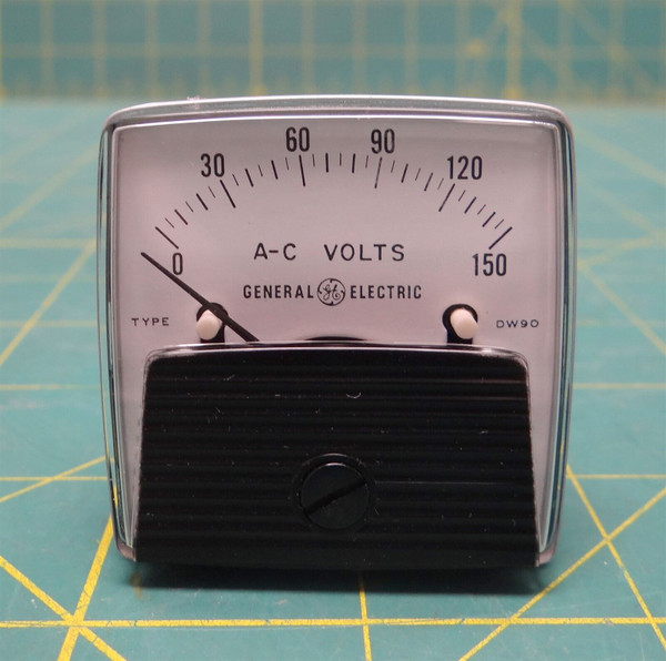 General Electric Panel Voltmeter 0 to 150 VAC 1.605" X 1.605" P/N 21C1713-17