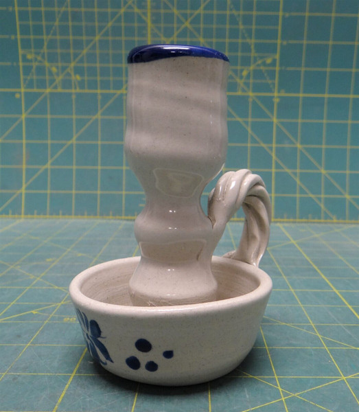 Williamsburg Pottery Handthrown Clay Stoneware Chamberstick Candle Stick Holder