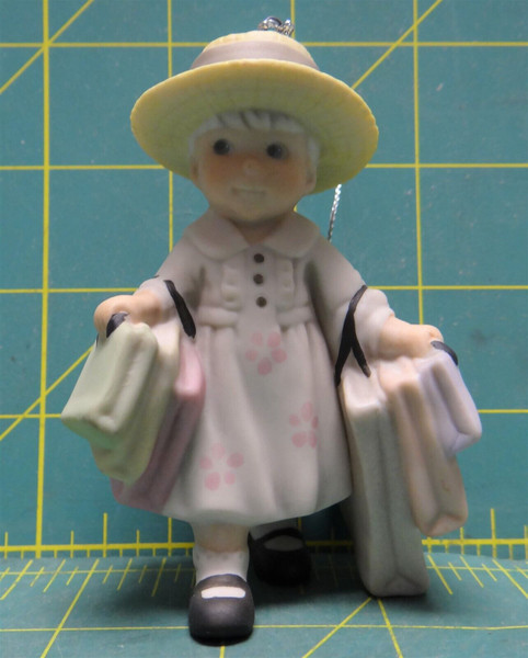 Alaska Momma Enesco Little Girl With Shopping Bag Porcelain Collectible Ornament