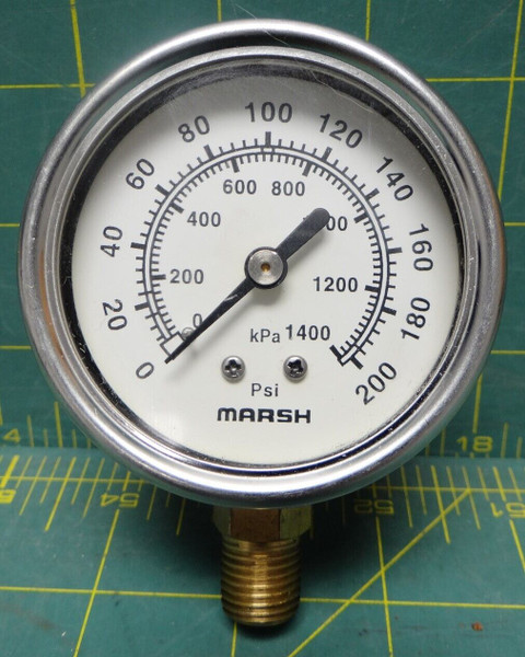 2 1/2 Marsh Gauge 0-200 psi / 0-1400 kPa Lower 1/4 NPT Connection