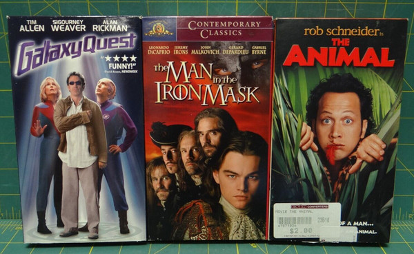Lot of 3 VHS Tapes  Galaxy Quest, The Man in the Iron Mask, and The Animal