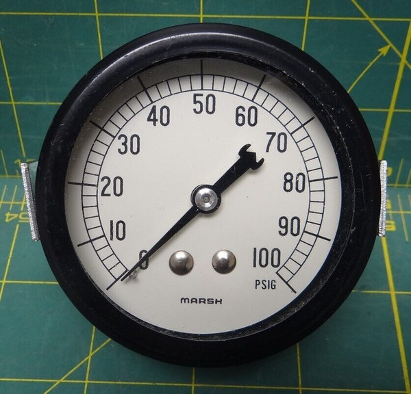 Marsh Instrument Company 2 1/2" Gauge  with brackets CBM 0-100 psi 1/4 NPT