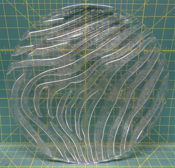 Vintage Clear Glass Tree Bark, Woodland, Wave Textured Round Serving Platter 14"