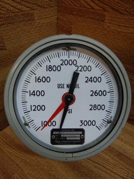 4 1/2" Taylor Pressure Gauge 1000-3000 psi Set Pointer LB 1/4" Bite Connection