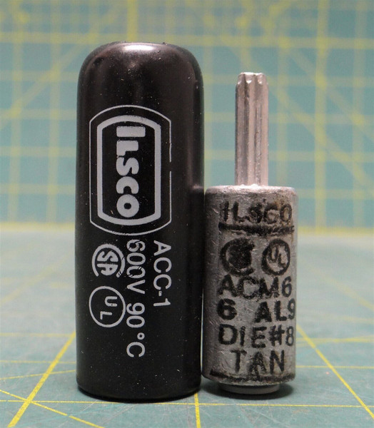 Ilsco ACM-6 Terminal Plug Aluminum 6AWG AL/CU Rated Die Code #8, Die Color Tan