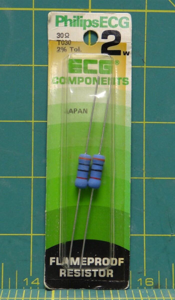 Box of 2 Philips ECG 2% Tol T030 30 Ohms 2W Flameproof Resistor NIB