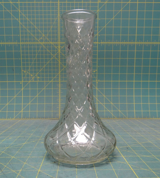 Hoosier Glass 4095 Clear Diamond Pattern Pressed EAPG Decorative Flower Vase 9"H