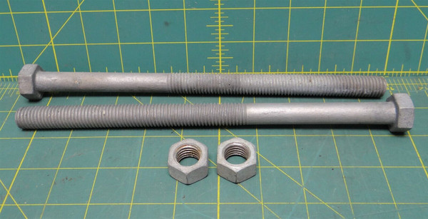 (2) 5/8-11 x 10" Low-Strength Galvanized Steel Hex Head Screw w/Nut