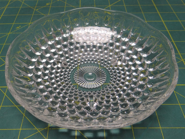 EAPG Clear Pressed Depression Glass Bubble Hobnail Footed Candy Nut Trinket Dish