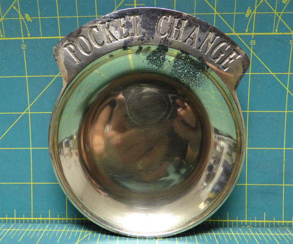 Vintage Solid Brass Pocket Change Trinket Jewelry Coin Dish 5" x 5.75" R.O.C.