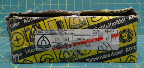 Lot of 16 Klingspor Aluminum Oxide Fibre Discs 7 x 7/8 24 Grit CS 561