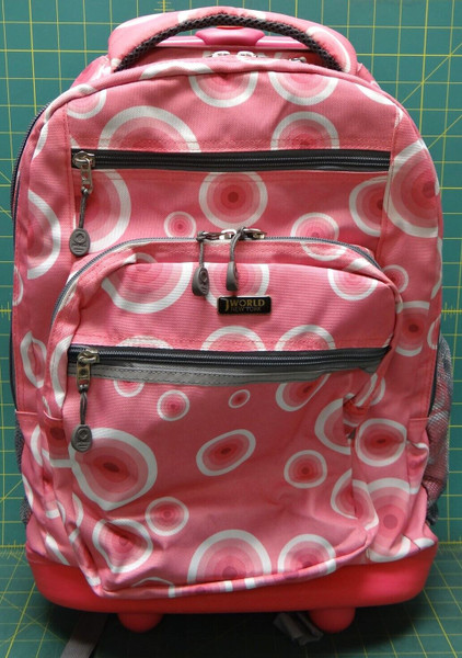 JWorld Sundance Compact Rolling Backpack 19.5" Book Bag for 15.6" Laptop - Pink