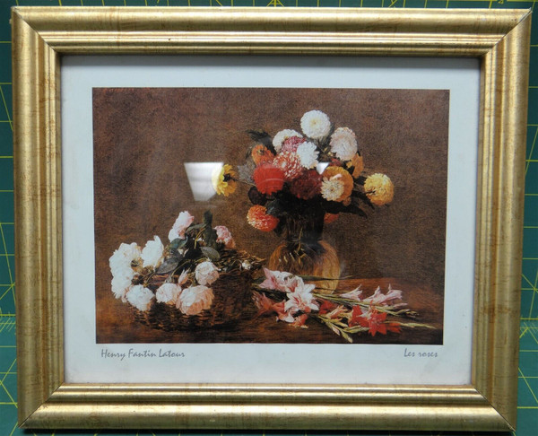 Henry Fantin Latour Les Roses Print - Framed 11.75 In x 9.75 In