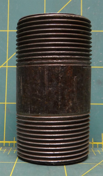 1-1/4" OD x 3" L MNPT Threaded Black Steel Male Pipe Nipple, Fitting, Connector 